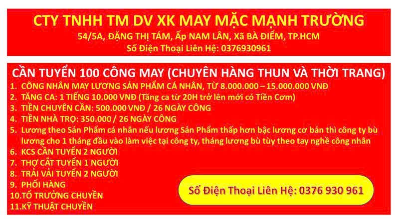 CÔNG TY TNHH TM DV XK MAY MẶC MẠNH TRƯỜNG