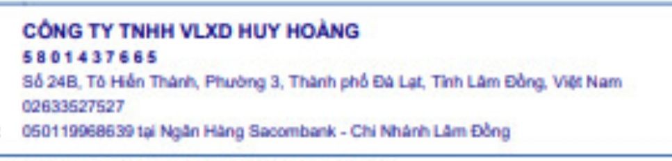 CÔNG TY TNHH VLXD HUY HOÀNG