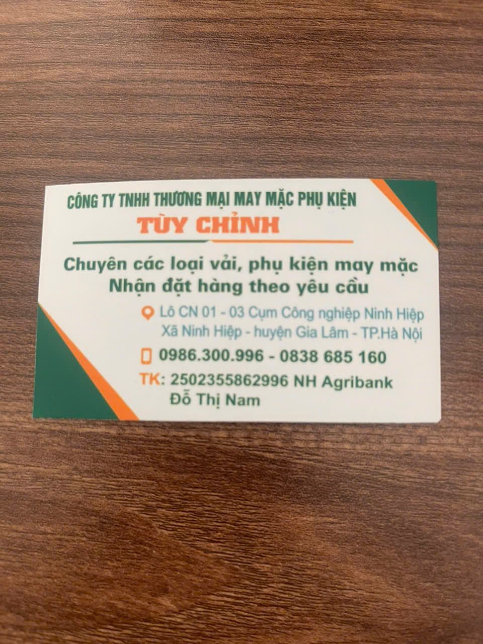 CÔNG TY TNHH THƯƠNG MẠI PHỤ KIỆN MAY MẶC TUỲ CHỈNH
