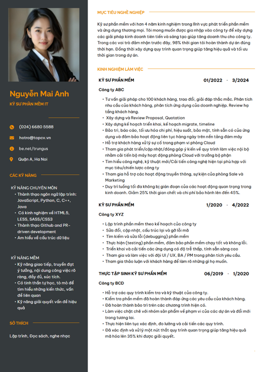 Mẫu CV ambitious