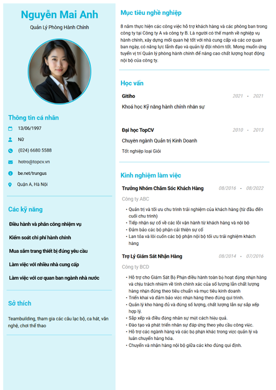 Mẫu CV hiện đại