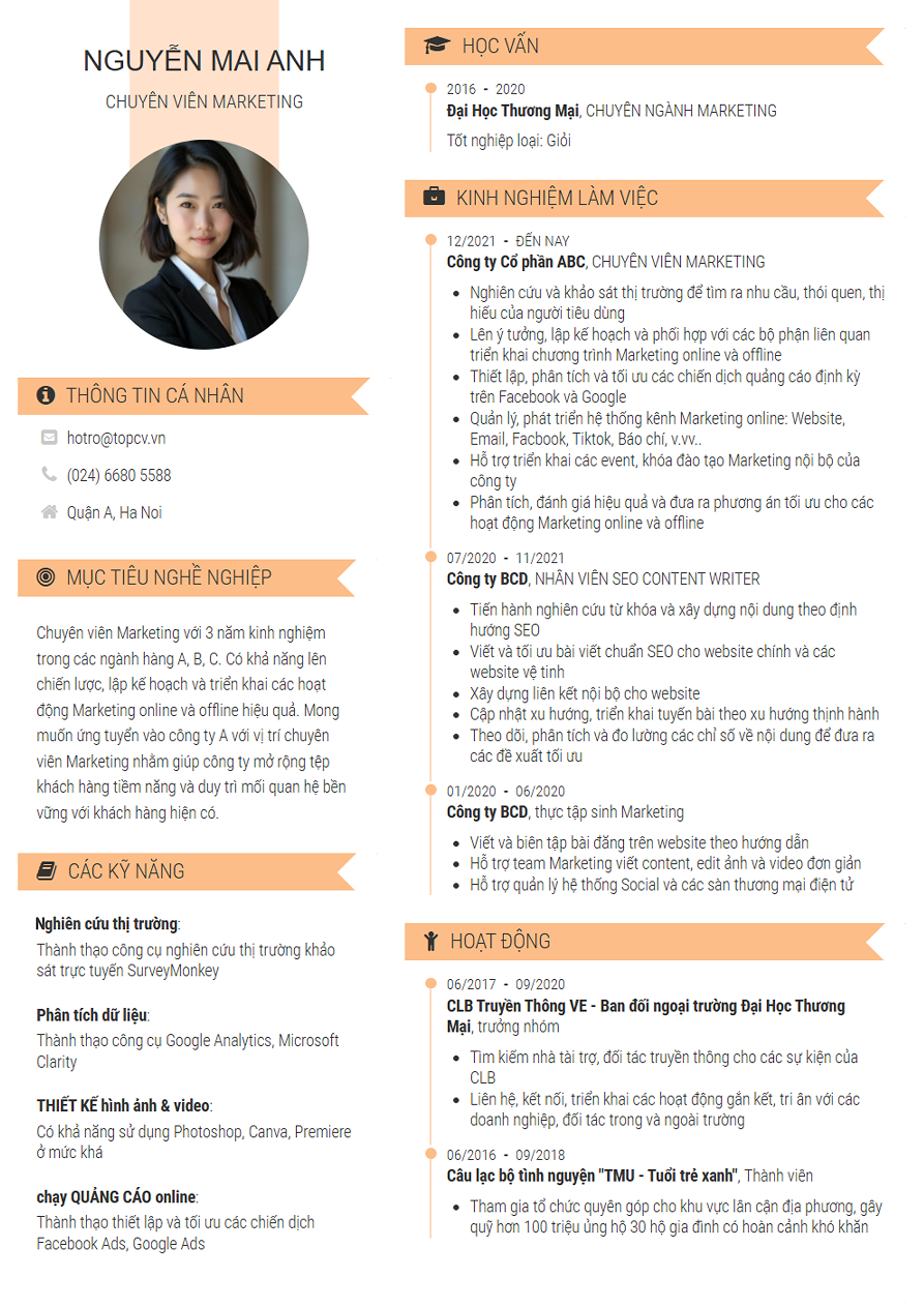Mẫu CV ấn tượng