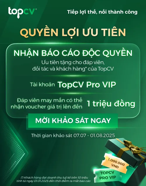 Quyền lợi ưu tiên tài khoản TopCV Pro VIP